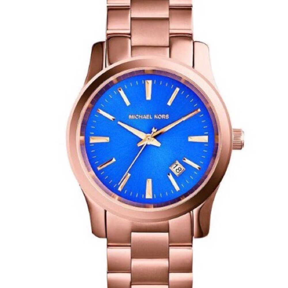 Michael Kors Runway Blue & Rose Gold Watch